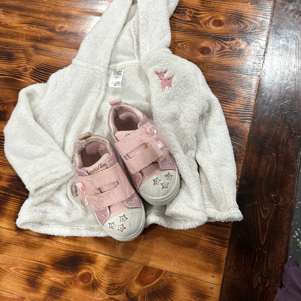 Child of Mine Pink and Silver Sneakers with Plush Comfort